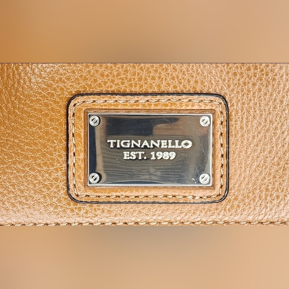 Tignanello Two-Tone Leather Satchet/Shoulder Bag In Blue & Tan - Picture 14 of 14